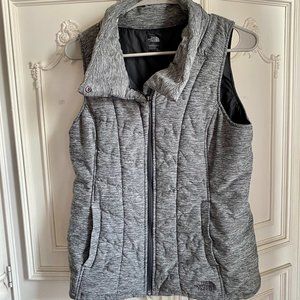 The North Face charcoal grey quilted vest w/ cozy collar, women's size medium